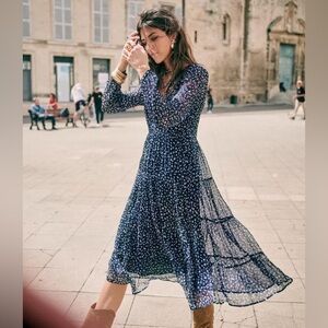 Sezane Ariane Dress in Navy Floral size 38